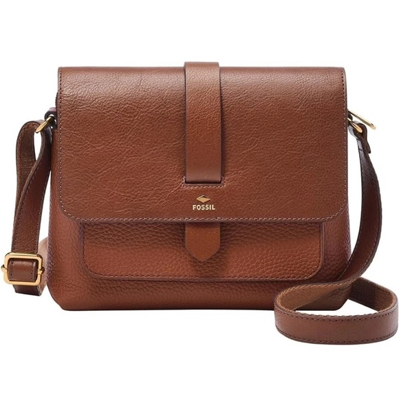 Fossil Handbags - Fossil Kinley Small Leather Crossbody Bag, Brown New with tags
